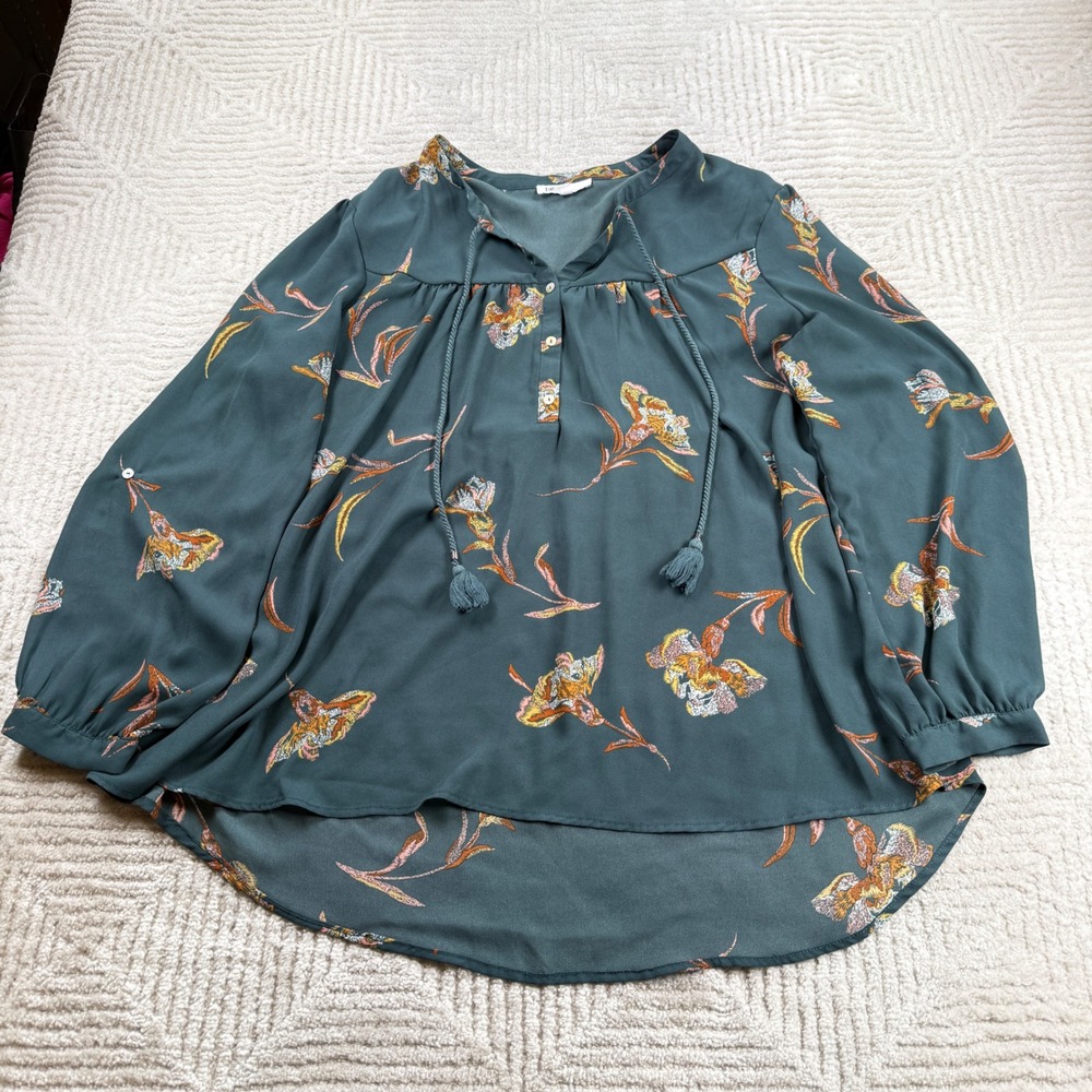 DR2 Danial Rainn Floral Peasant Blouse Womens XXL Boho Cottagecore Bohemian Top